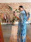 Onda Maxi Smock Dress Blues Patchwork