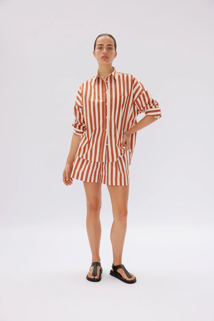 Chiara Shorts Rust Vanilla Stripe