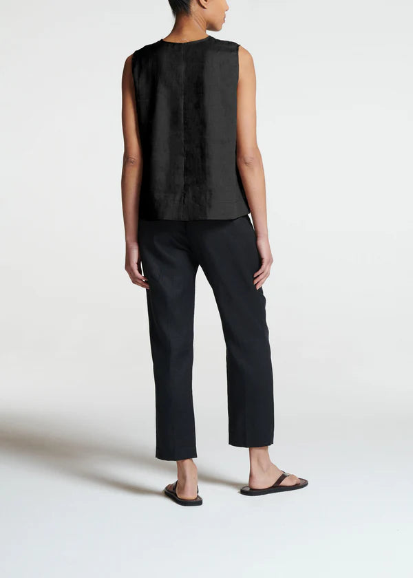 Phoebe Linen Top Black