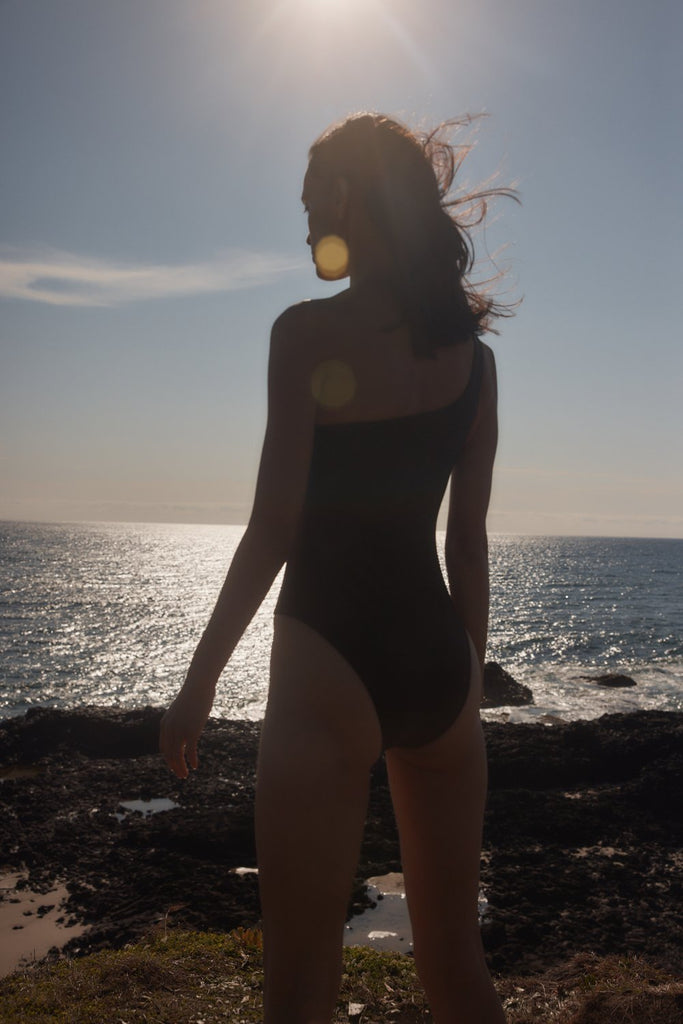 The One Shoulder One Piece Black