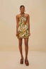 Foliage Halter Neck Mini Dress