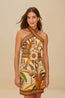 Foliage Halter Neck Mini Dress
