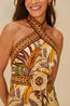 Foliage Halter Neck Mini Dress