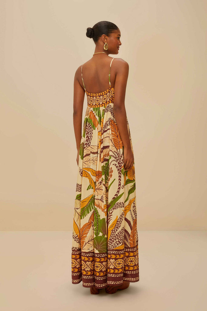 Foliage Sketch Sand Maxi Dress