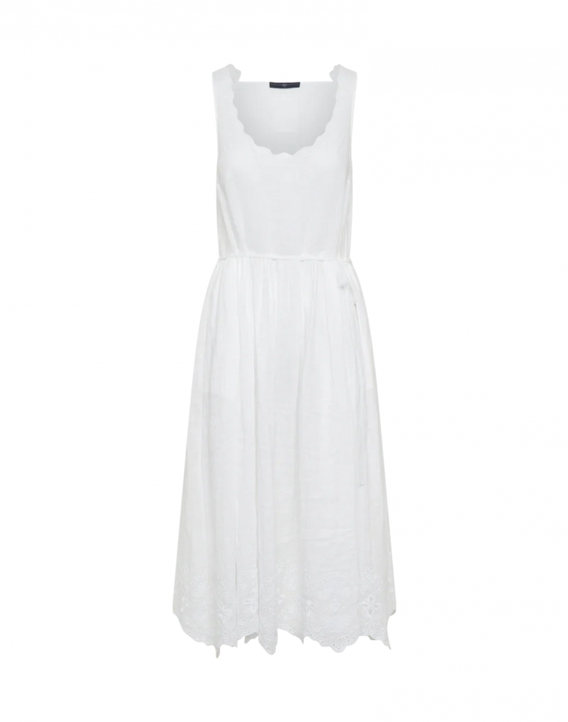 Invitation Dress Sleeveless Embroidered Dress White