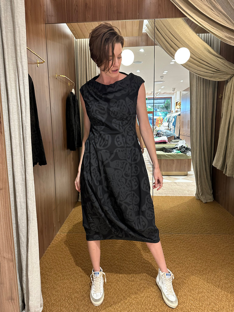 Cowl Neck Script Dress