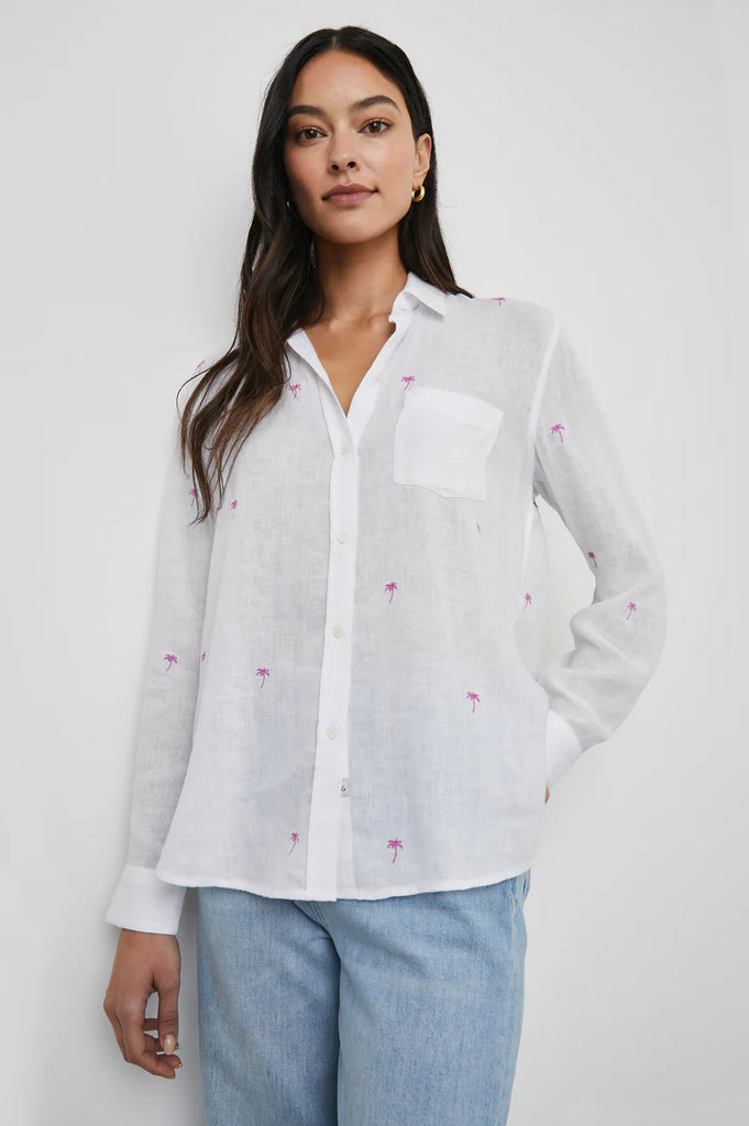 Charli Shirt Pink Palm Stripe