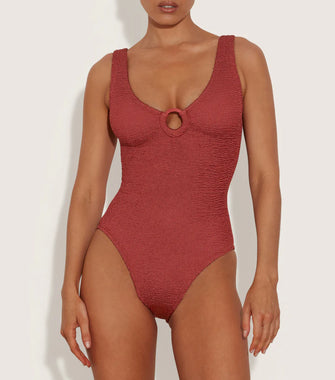 Celine Swim Metallic Rosewood Covered Hoops