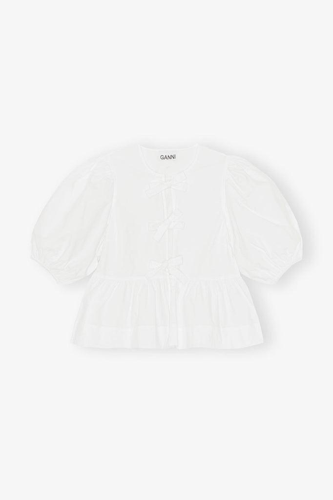 Cotton Poplin Peplum Blouse White