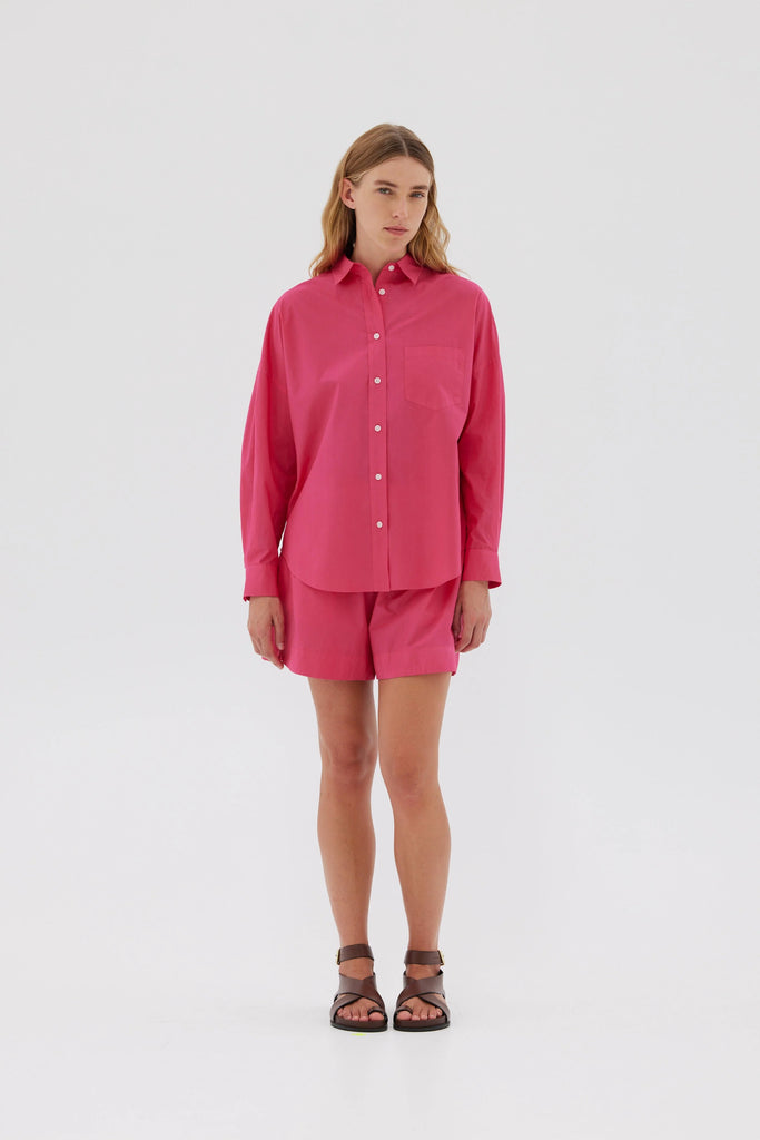 Chiara Poplin Shirt Raspberry