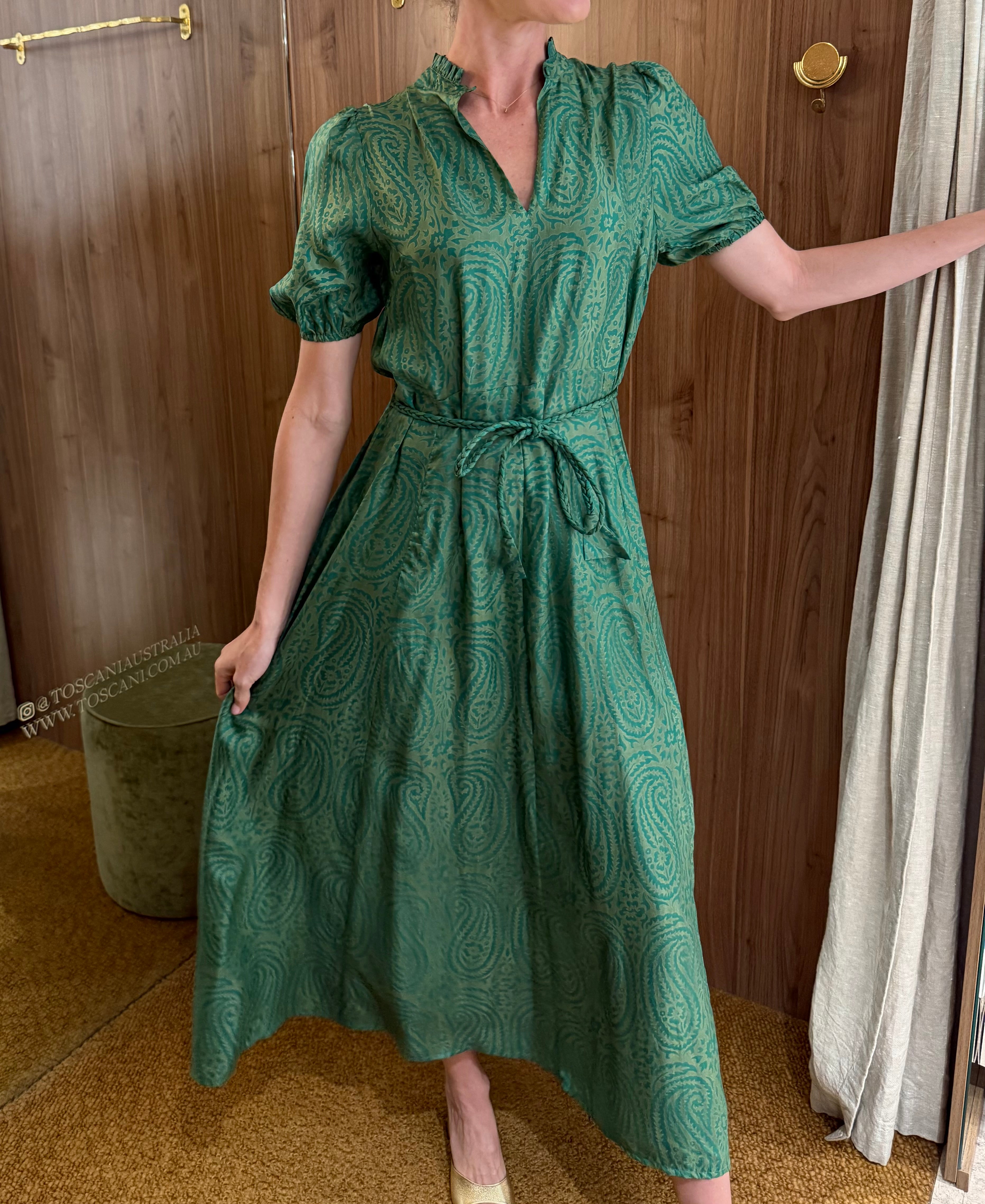 Oceanus Dress Paisley Green – Toscani Australia