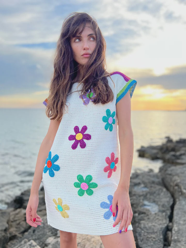 French Flowers Hand Crochet Dress