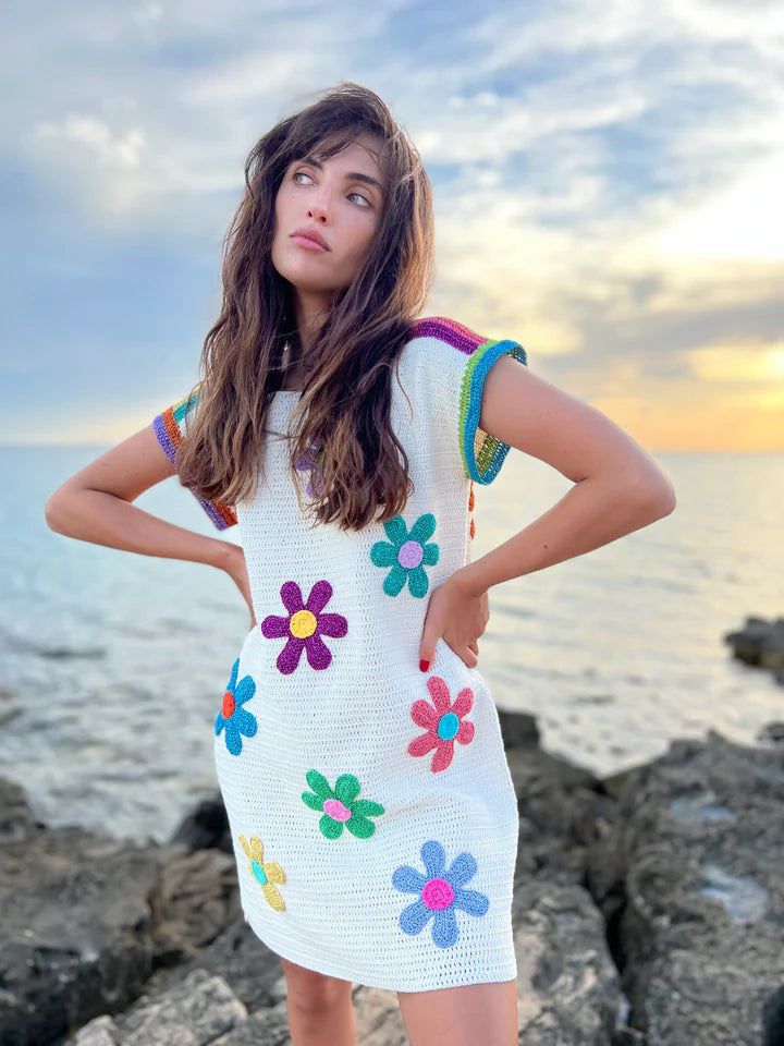 French Flowers Hand Crochet Dress