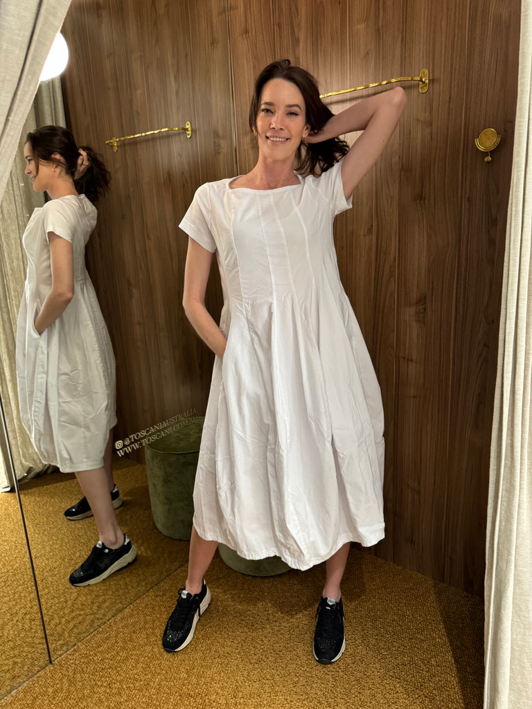 White Short Sleeve Dress