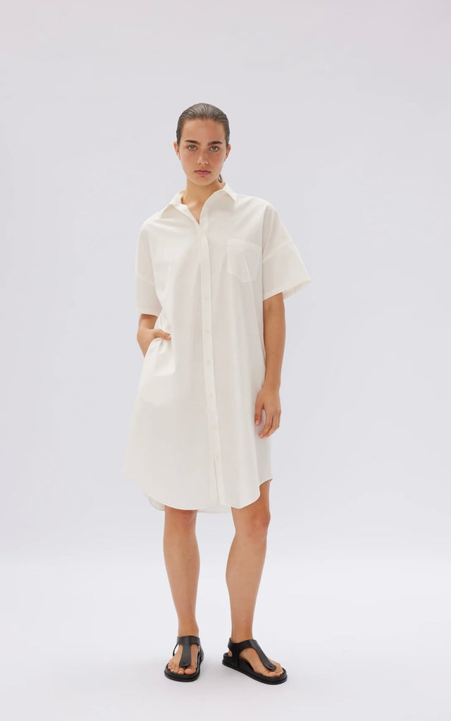 Chiara Short Sleeve Shirt Dress White
