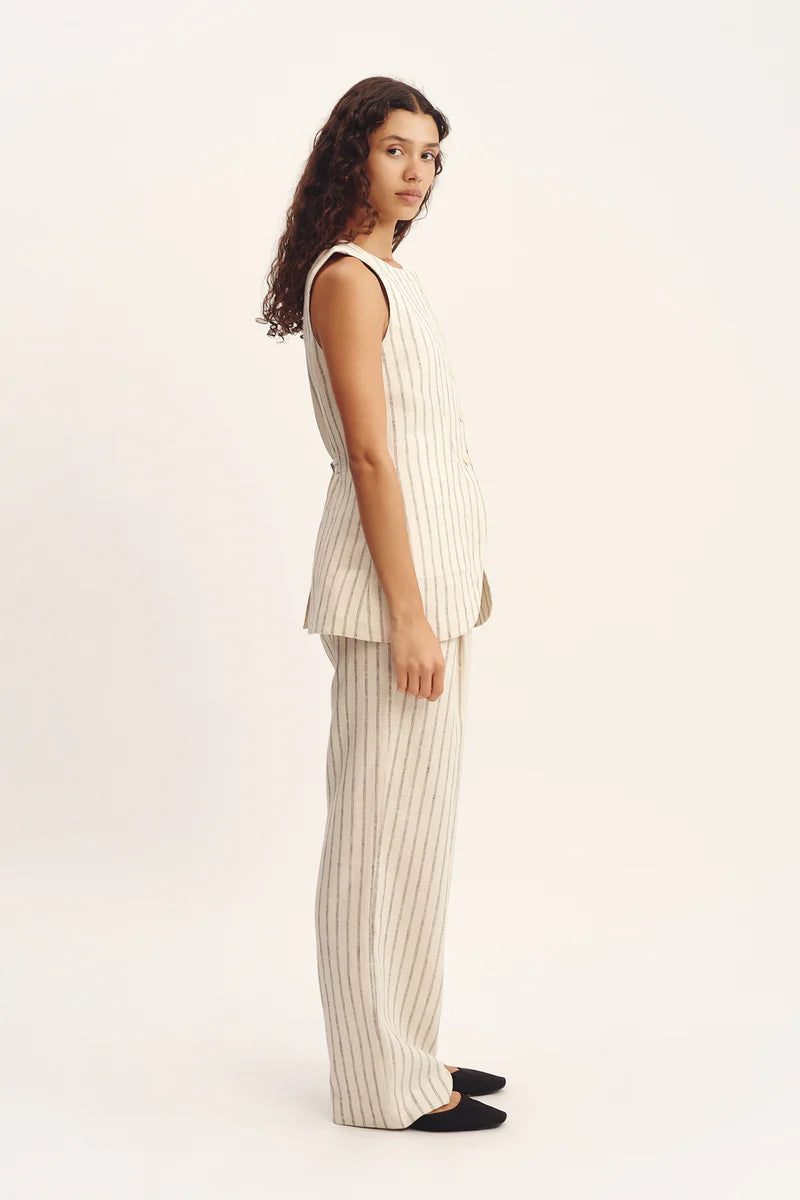 Emma Vest Chocolate Pinstripe