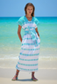 Single Panel Midi Kaftan White and Green