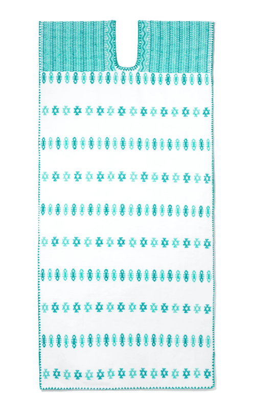 Single Panel Midi Kaftan White and Green