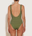 Square Neck Swim Metallic Moss Whiite Stripe