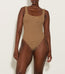Square Neck Swim Metallic Cocoa Stripe