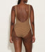 Square Neck Swim Metallic Cocoa Stripe