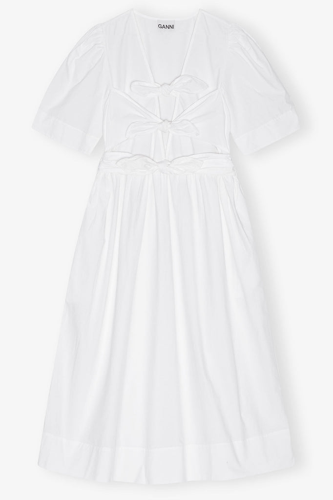 Cotton Tie Strap Midi Dress White