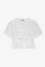 Washed Cotton Tie Strap Blouse