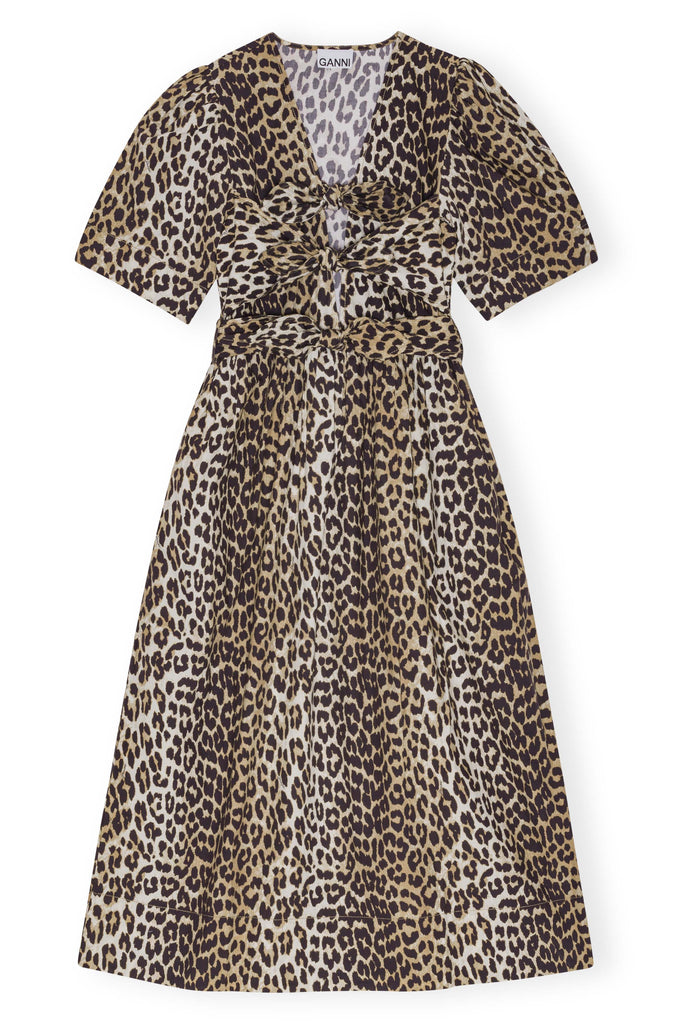 Printed Cotton Tie Strap Midi Dress