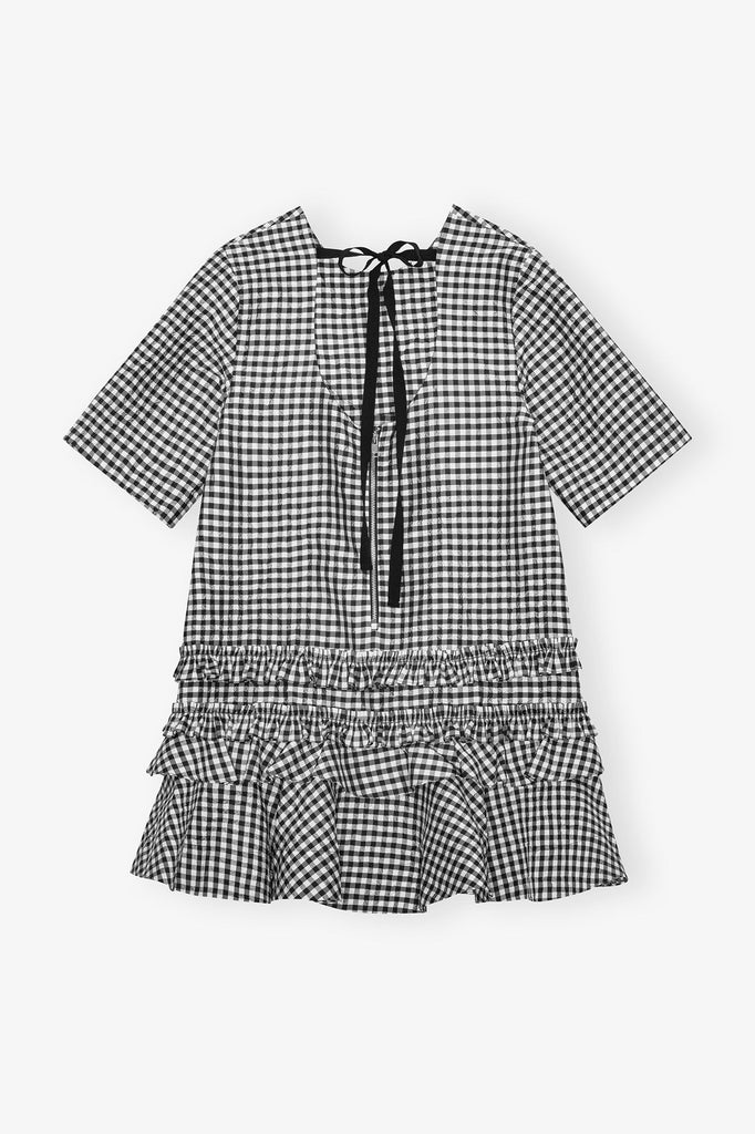 Crinkled Taffeta Open Back Mini Dress