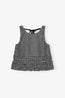 Crinkled Taffeta Check Frill Top