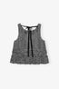 Crinkled Taffeta Check Frill Top