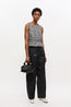 Crinkled Taffeta Check Frill Top