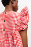 Crinkled Taffeta Check Frill Mini Dress
