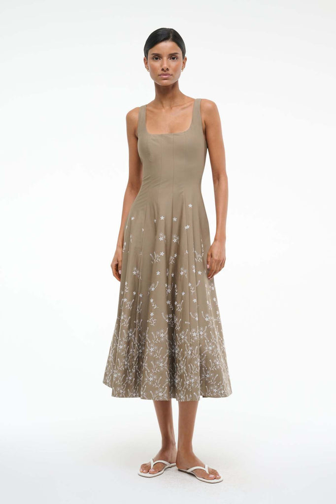 Wells Dress Taupe Embroidery