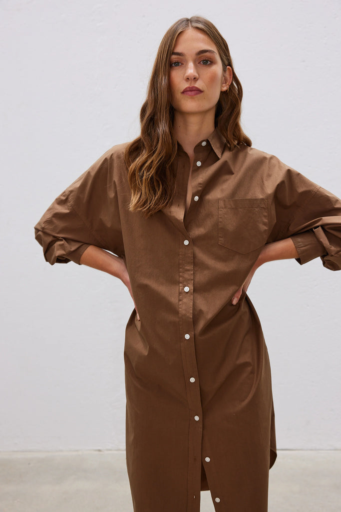Chiara Maxi Shirt Dress Coffee