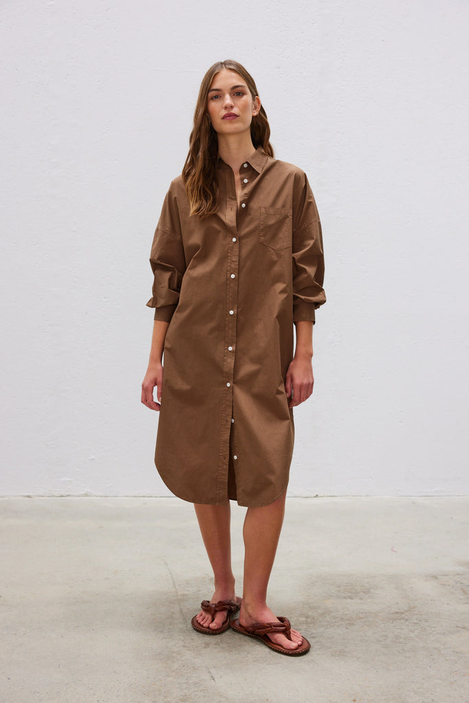 Chiara Maxi Shirt Dress Coffee