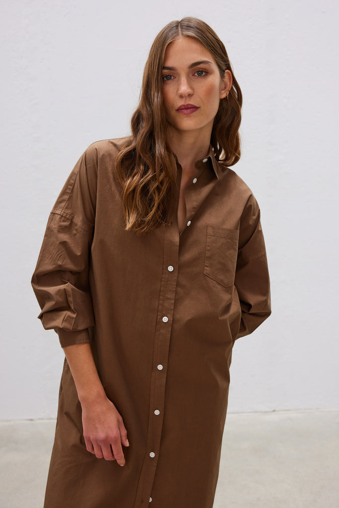 Chiara Maxi Shirt Dress Coffee