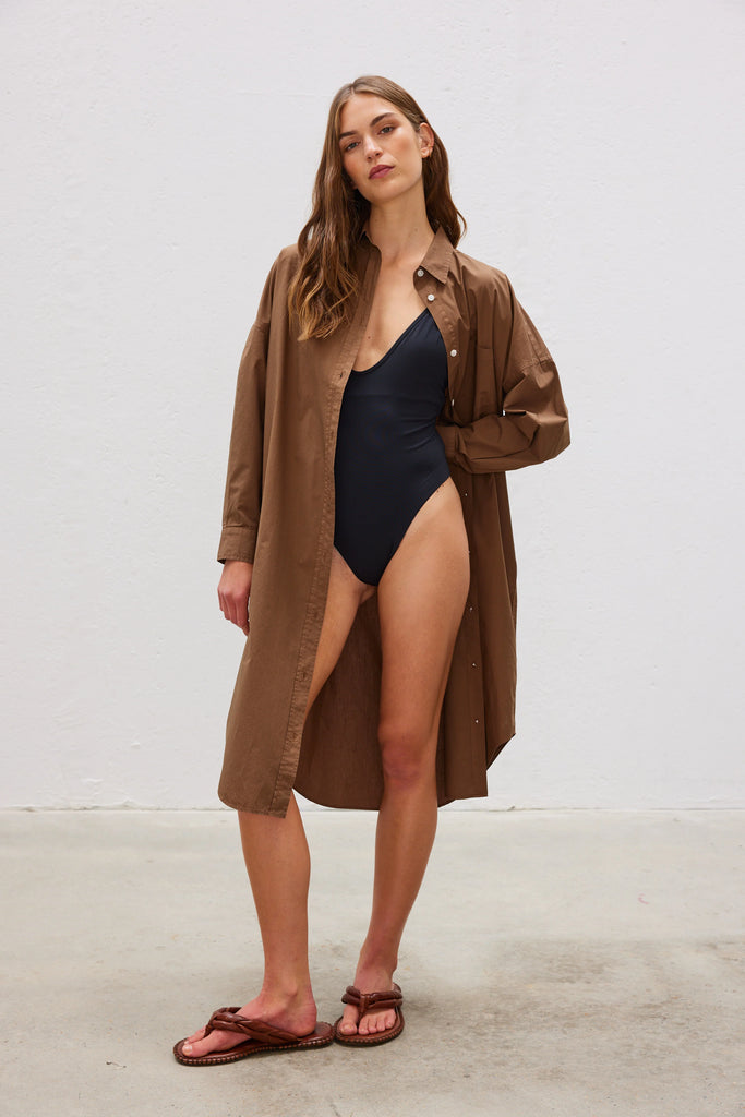 Chiara Maxi Shirt Dress Coffee