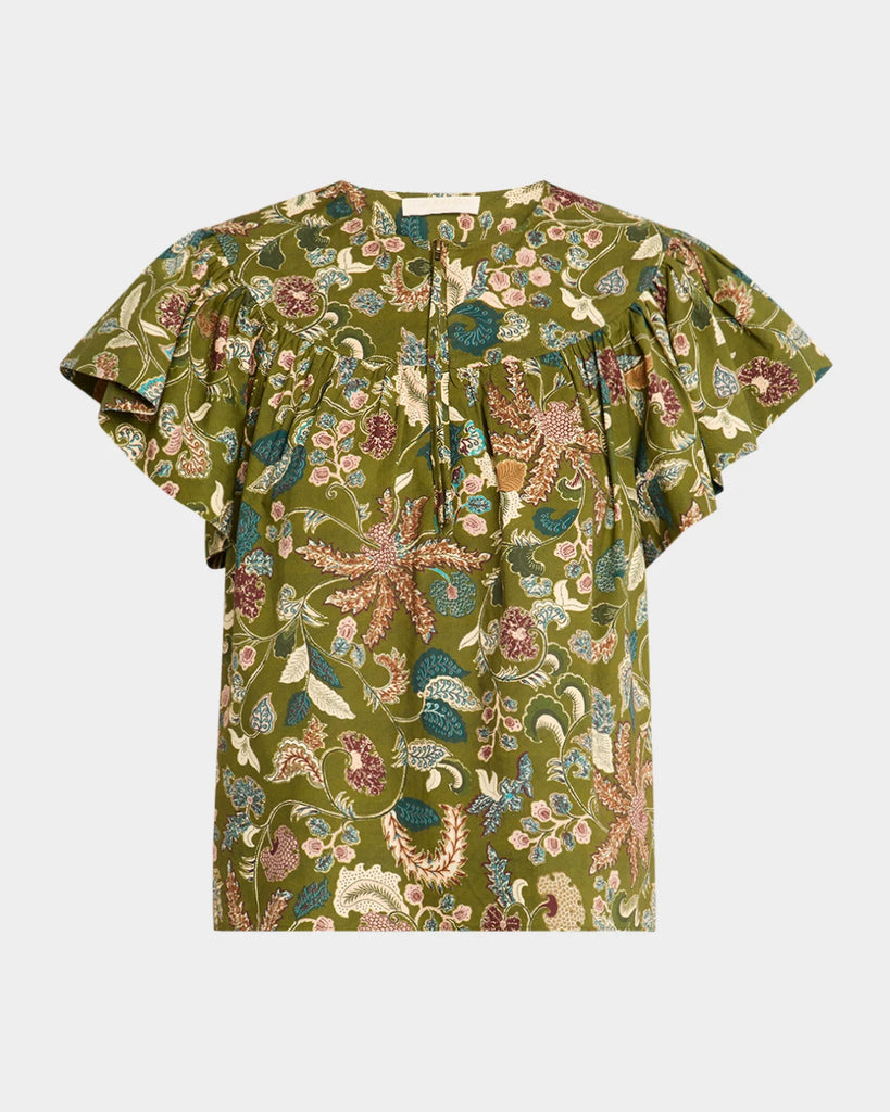 Perline Flutter Sleeve Blouse Lichen