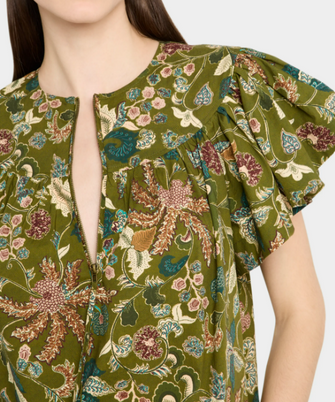 Perline Flutter Sleeve Blouse Lichen