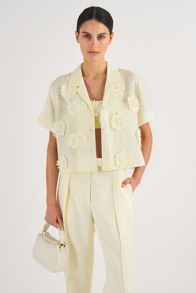 Crop Lace Poppy Camp Shirt
