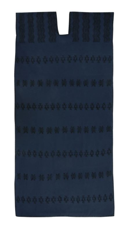 Single panel midi kaftan in navy with black design