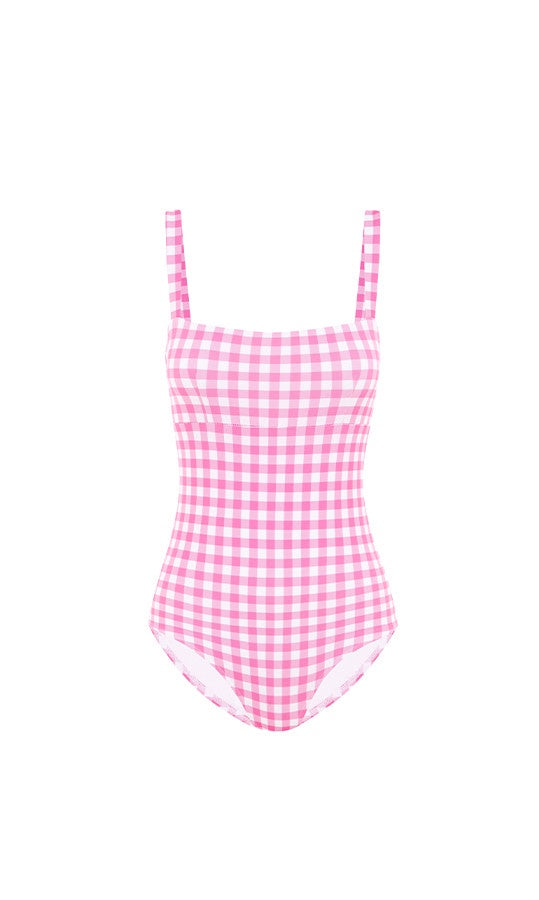 Blush Gingham Bandeau One Piece