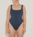 Square Neck Swim Navy White Stripe