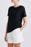 Cuba Linen O Neck Tee Black
