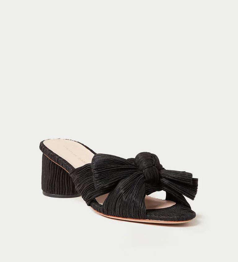 Emilia mid heel store pleated knot slide