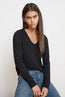 Velvet Originals Blaire V Neck Long Sleeve Tee Black