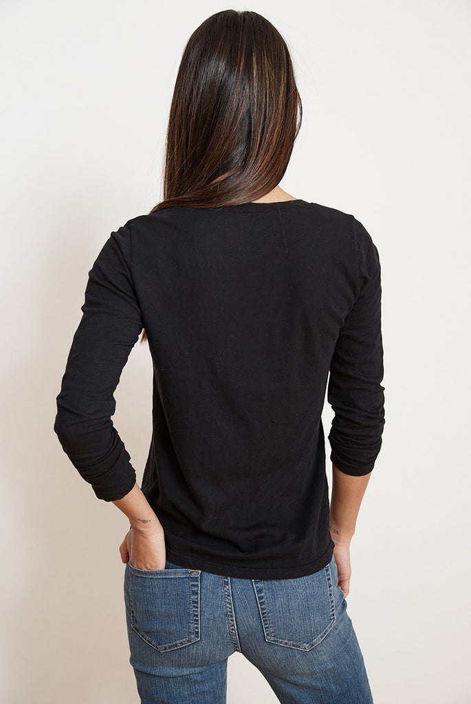 Velvet Originals Blaire V Neck Long Sleeve Tee Black