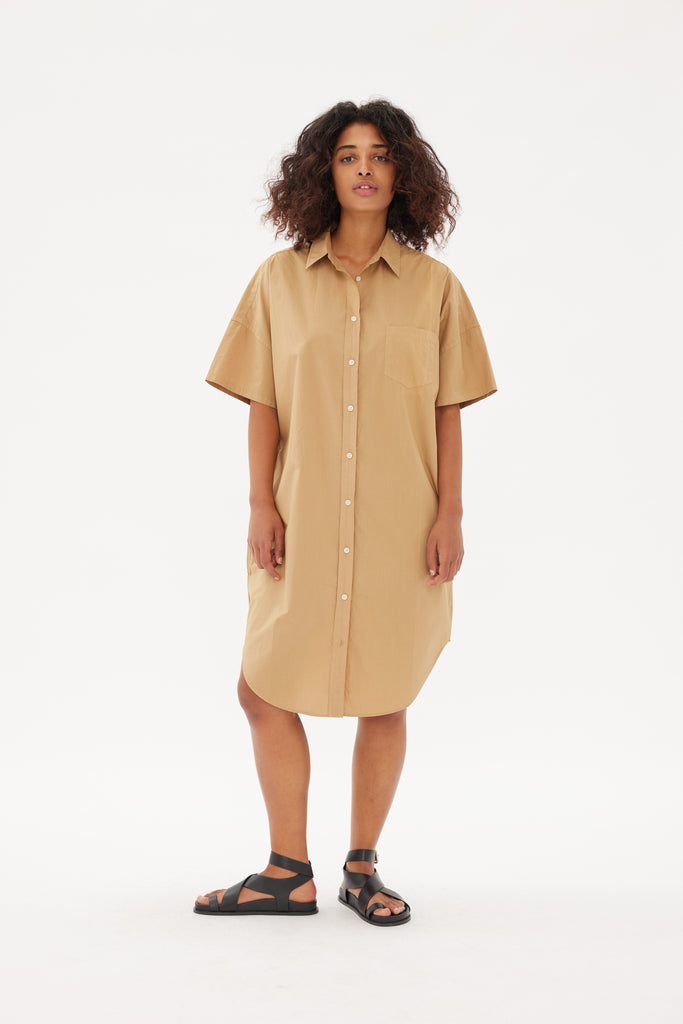 Chiara Short Sleeve Shirt Dress Toffee