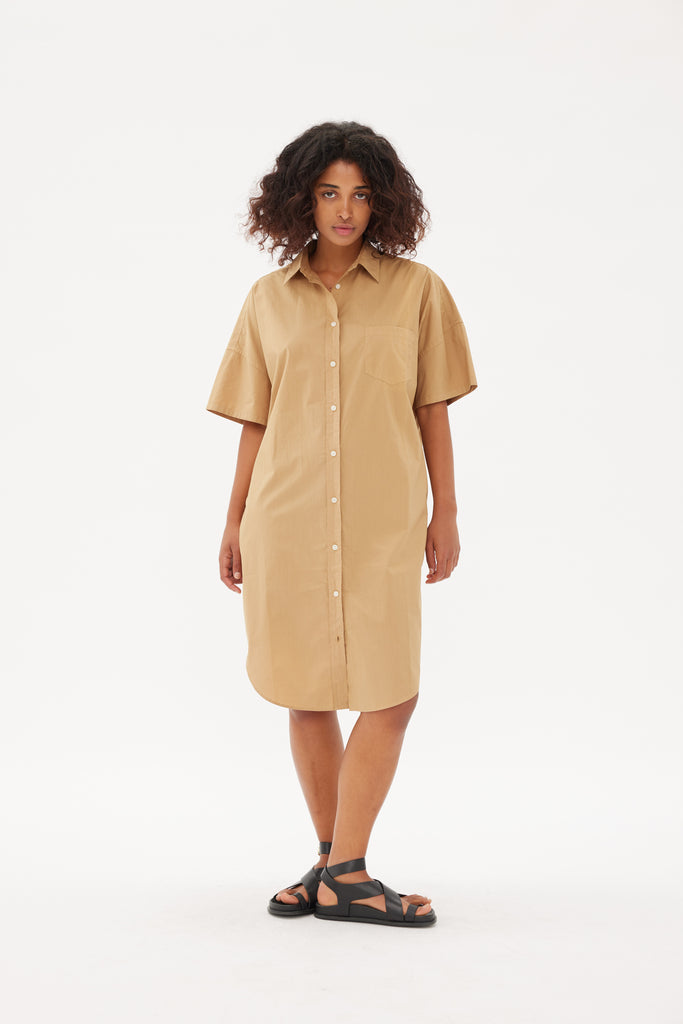 Chiara Short Sleeve Shirt Dress Toffee